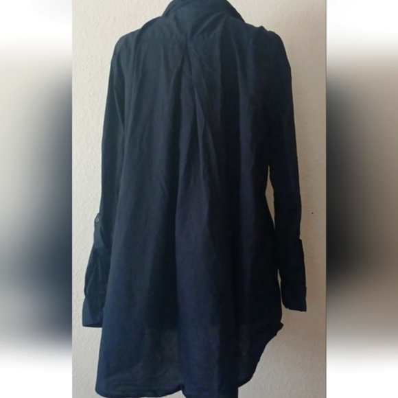 ANTHONY RICHARDS Black Embroidery Floral Pleated Back Button Blouse Size 14/18 - Picture 5 of 8